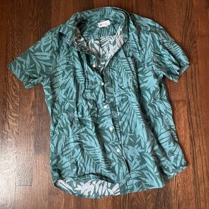 Gap slim fit stretch soft poplin mens leaf button down shirt short sleeve